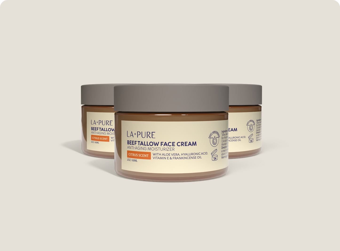 3 Beef Tallow jars